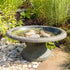 large bird bath in garden