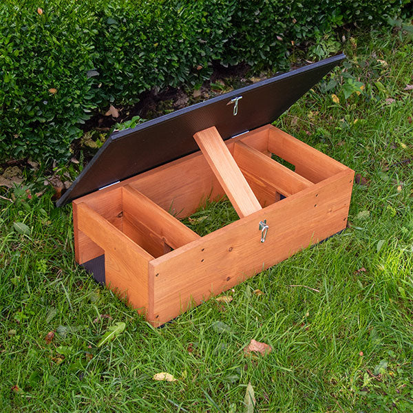 Hedgehog Feeding Station with roof open