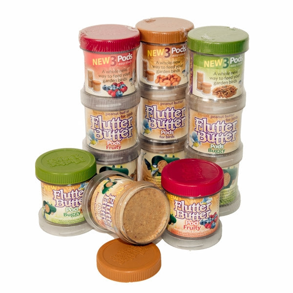 Mixed Value Flutter Butter Pods; Flutter Butter Buggy; Flutter Butter Peanut Butter for Birds; Flutter Butter Fruity