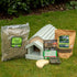 Hedgehog House, Bedding Food and Guide; Dutch Barn Hedgehog House in garden; Starter Pack for any hedgehog house; Hedgehog eating