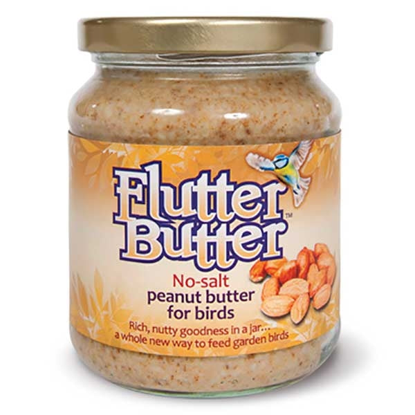 Flutter Butter - Peanut butter for birds; C Webster demonstrates how much birds love Flutter Butter; Peanut Butter Feeder; Optional Flutter Butter Feeder
