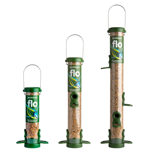 FLO Seed Feeders for Birds; FLO Seed feeder easy clean; Robin feeding from FLO seed feeder; FLO Seed Feeder Standard