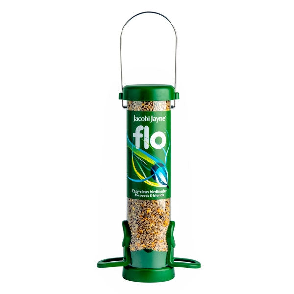 FLO Seed Feeders for Birds; FLO Seed feeder easy clean; Robin feeding from FLO seed feeder; FLO Seed Feeder Standard