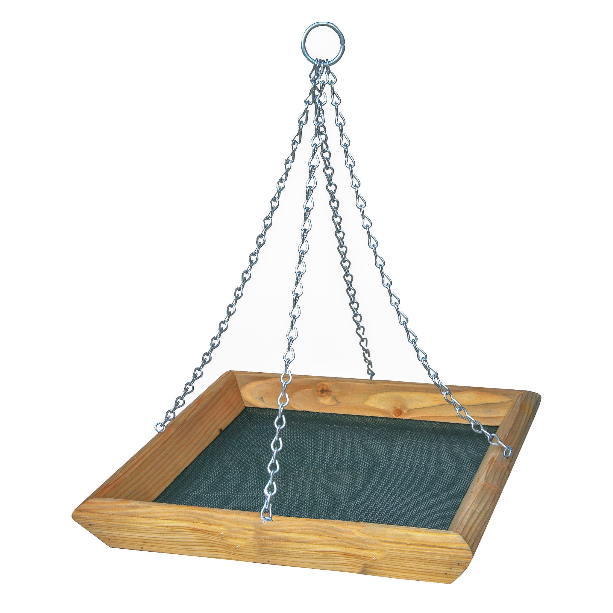 A hanging bird table on white background