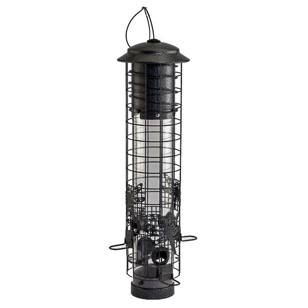 Squirrel resistant caged bird seed feeder;Squirrel resistant caged bird seed feeder;Squirrel resistant caged bird seed feeder