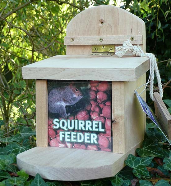 Squirrel Feeder with flip top; Red Squirrel on a Flip Top Heavy Duty Squirrel Feeder; Flip Top Heavy Duty Squirrel Feeder